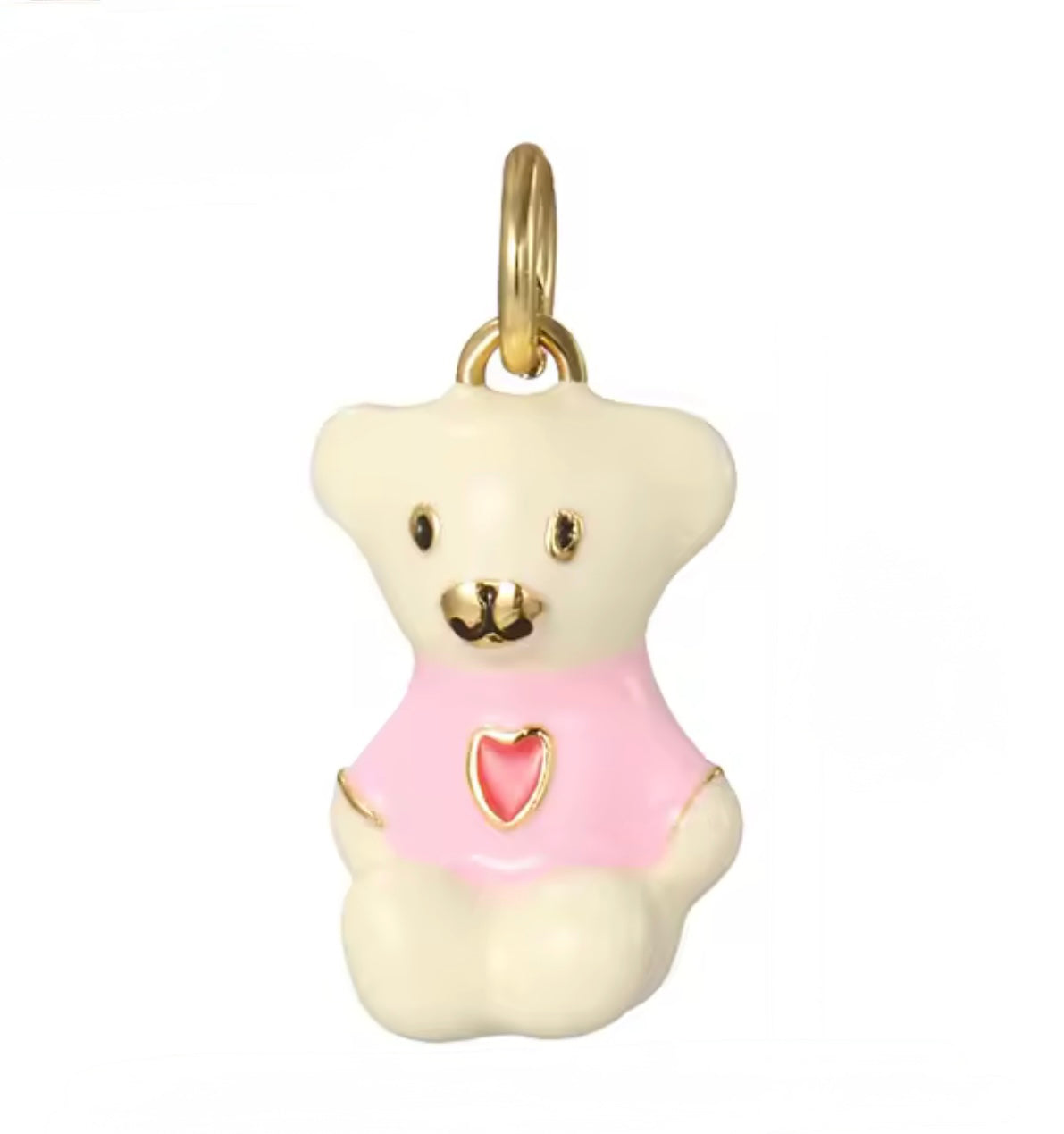 White & Pink Bear Charm