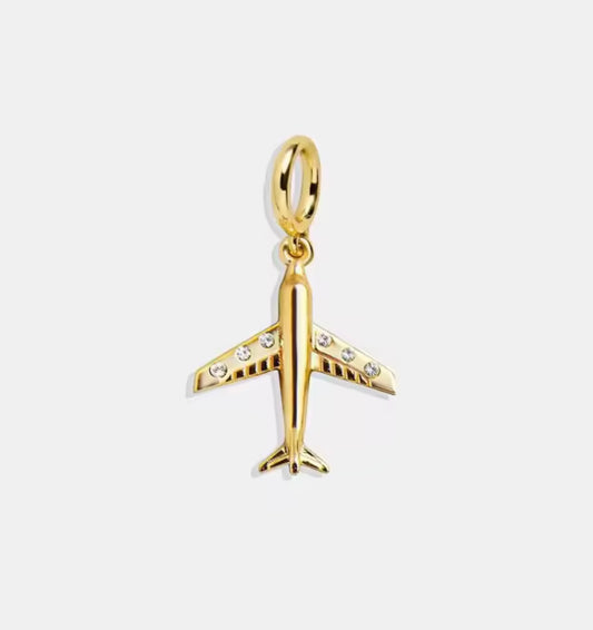 Gold Aeroplane Charm