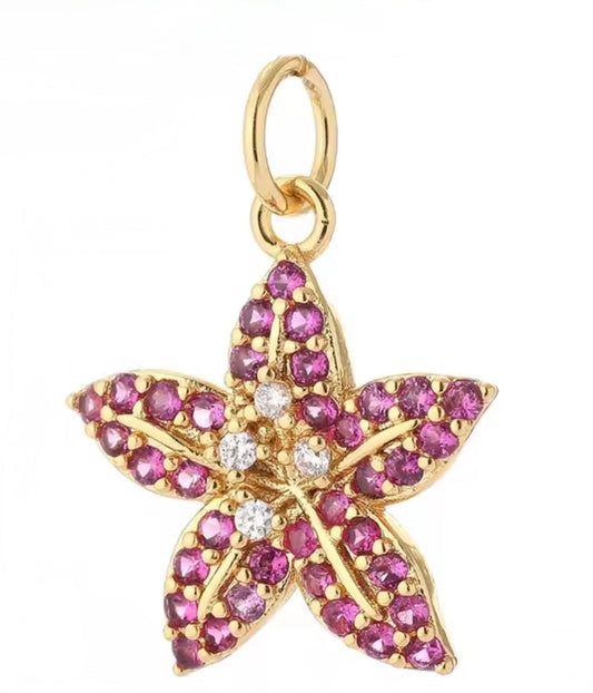Pink Flower Diamond Charm