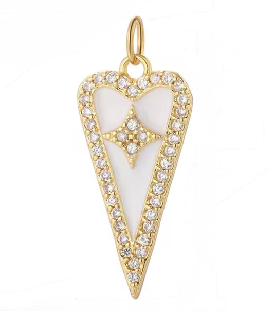 White Heart Diamond Charm