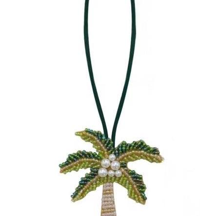 Hand-Embroidered Green Palm Tree Charm