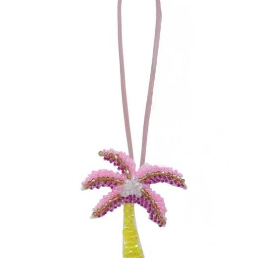 Hand-Embroidered Pink Palm Tree Charm